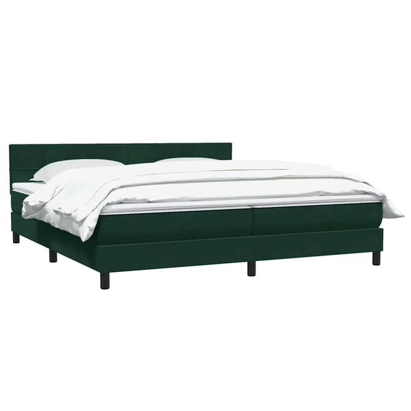 vidaXL Cama com molas colch&atilde;o 200x210 cm veludo verde-escuro