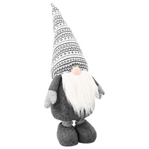 vidaXL Gnomo de Natal com pernas extens&iacute;veis Cinzento 130 cm Poli&eacute;ster
