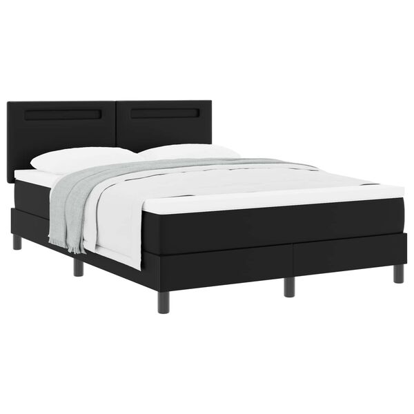 vidaXL Cama Box com colch&atilde;o Preto 140 x 190 cm Couro sint&eacute;tico