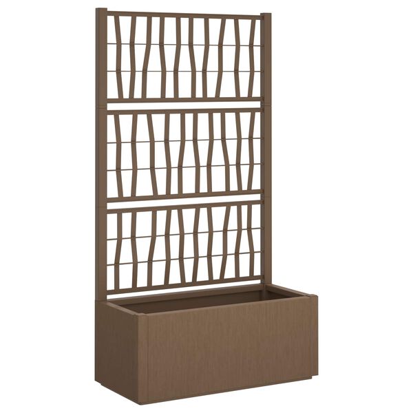 vidaXL Jardineira com Treli&ccedil;a Castanho 80 x 36 x 140 cm PP