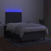 vidaXL Cama box spring c/ colch&atilde;o e LED 120x200 cm tecido cinza-escuro