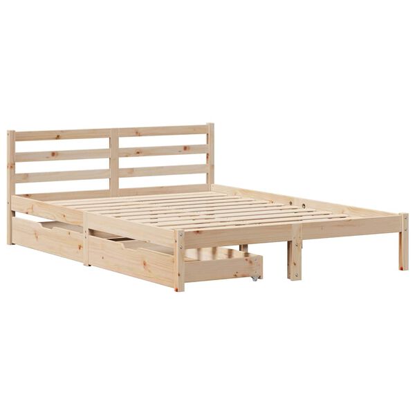 vidaXL Cama sem colch&atilde;o 140x190 cm madeira de pinho maci&ccedil;a
