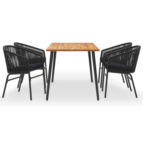 vidaXL 5 pcs conjunto jantar exterior madeira ac&aacute;cia maci&ccedil;a e vime PVC