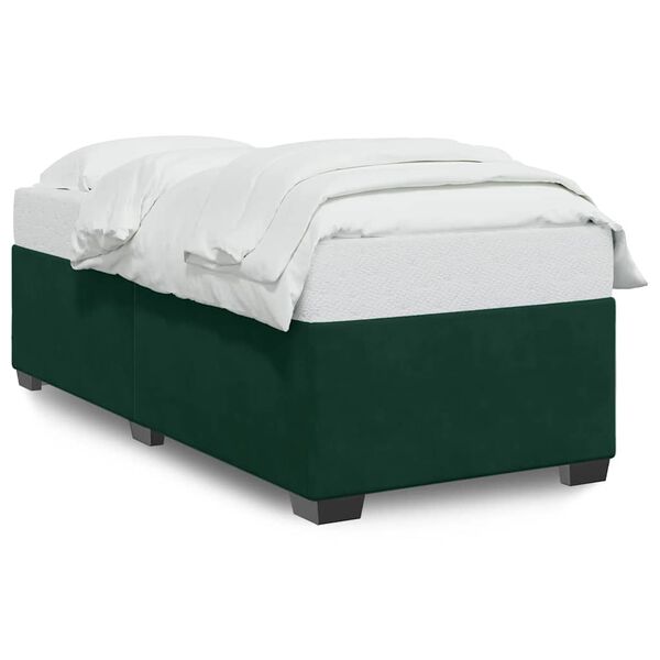 vidaXL Estrutura de cama sem colch&atilde;o 90x200 cm veludo verde-escuro