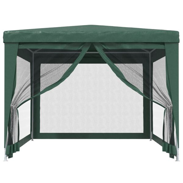 vidaXL Tenda p/ festas c/ 4 paredes laterais em rede 3x4 m PEAD verde