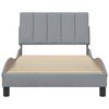 vidaXL Estrutura de cama sem colch&atilde;o Hanko 100x200 cm tecido cinzento-claro