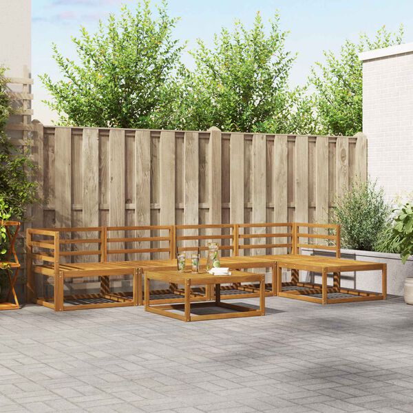 vidaXL Conjunto de Sof&aacute;s para Exterior 6 pcs Natural e Creme