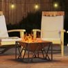 vidaXL Fire Pit Castanho 50 x 50 x 35 cm A&ccedil;o resistente &agrave;s intemp&eacute;ries