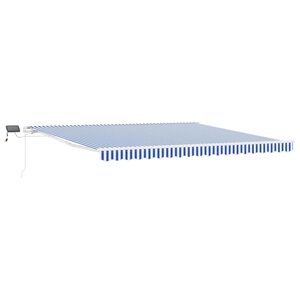 vidaXL Toldo retr&aacute;til Azul e Branco 500 &times; 300 cm Poli&eacute;ster e Alum&iacute;nio