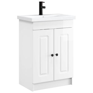 vidaXL Conjunto de M&oacute;veis para Banheiro Branco Brilhante