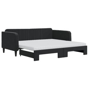 vidaXL Sof&aacute;-cama com gavet&atilde;o e colch&otilde;es 90x190 cm veludo preto