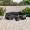 vidaXL 8 pcs conjunto sof&aacute;s de jardim com almofad&otilde;es vime PE preto