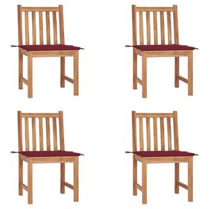 vidaXL Cadeiras de jardim c/ almofad&otilde;es 4 pcs madeira de teca maci&ccedil;a