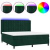 vidaXL Cama box spring c/ colch&atilde;o/LED 160x200 cm veludo verde-escuro