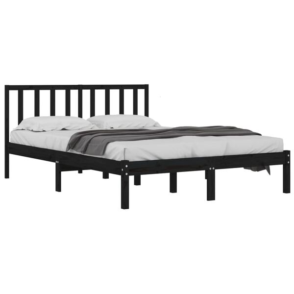 vidaXL Estrutura de cama 140x190 cm madeira de pinho maciça preto