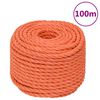vidaXL Corda de trabalho 24 mm 100 m polipropileno cor laranja