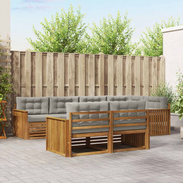 vidaXL Conjunto de Sof&aacute;s para Exterior 7 pcs Cinza Natural e Claro