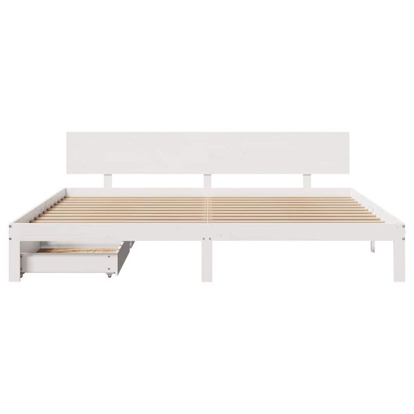 vidaXL Estrutura de cama c/ gavetas 180x200 cm pinho maci&ccedil;a branco