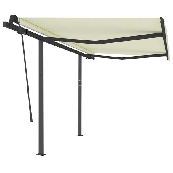 vidaXL Toldo retr&aacute;til manual com postes 3,5x2,5 m cor creme
