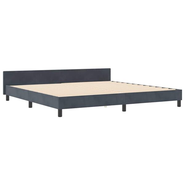 vidaXL Cama Box com cabeceira Cinzento escuro 200 x 200 cm Veludo