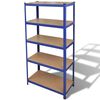 VidaXL 5-Layer Storage Shelf Blue Steel&Madeira de engenharia
