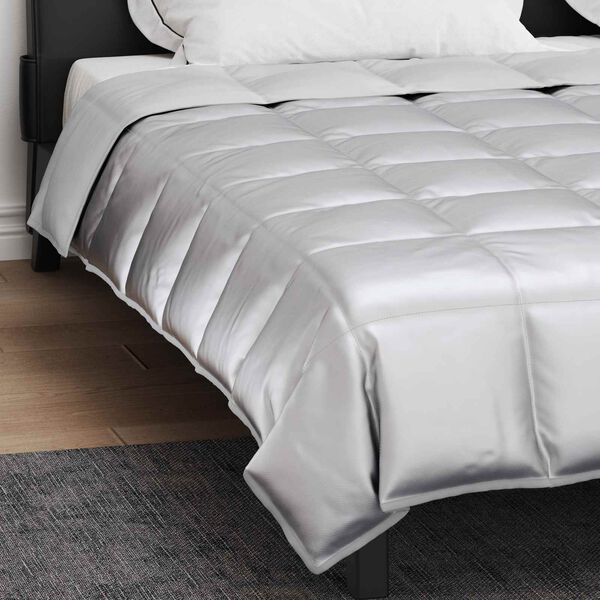 vidaXL Duvet de Ano Inteiro Prateado 220 x 200 cm Cetim e Microfibra