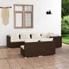 vidaXL 7 pcs conjunto lounge de jardim c/ almofad&otilde;es vime PE castanho