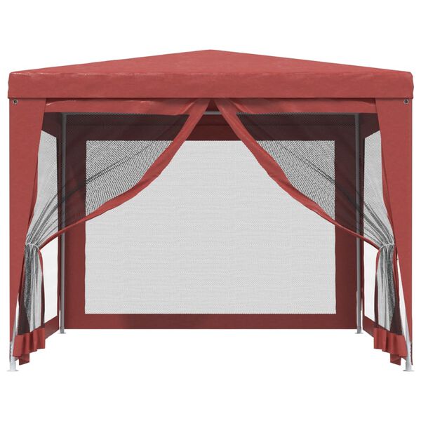 vidaXL Tenda p/ festas c/ 4 paredes laterais rede 3x3 m PEAD vermelho