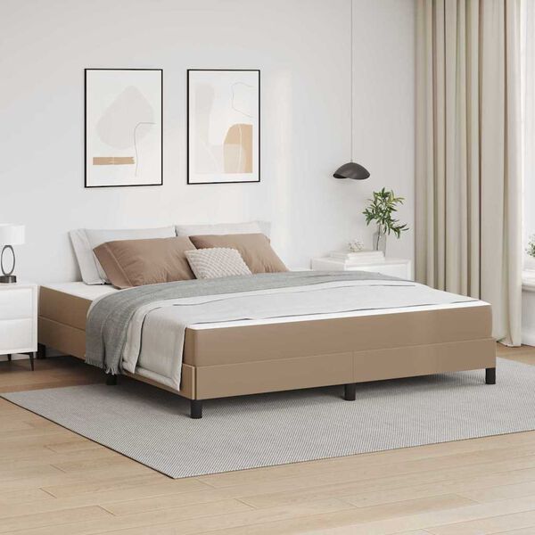 vidaXL Estrutura da Cama com colch&atilde;o Cappuccino 180 x 200 cm tecido