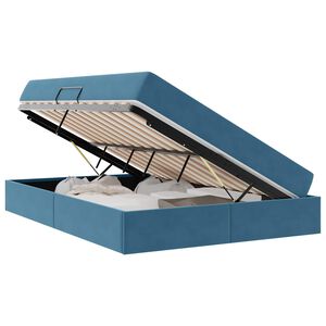 vidaXL Cama com arruma&ccedil;&atilde;o e colch&atilde;o Azul Escuro 140 x 190 cm Veludo
