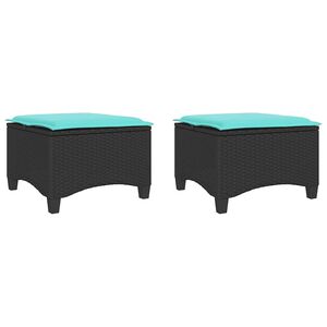 vidaXL Bancos de jardim com almofadas 2 unid 55x55x36 cm vime PE preto