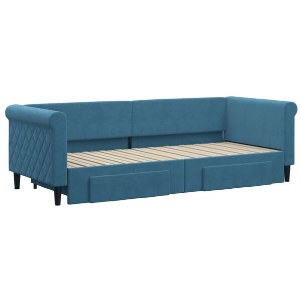 vidaXL Sof&aacute;-cama com gavet&atilde;o e gavetas 80x200 cm veludo azul