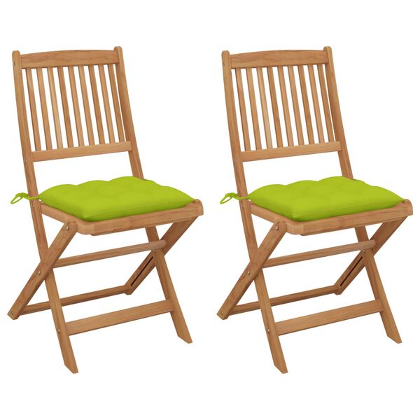 vidaXL Cadeiras de jardim dobr&aacute;veis c/ almofad&otilde;es 2 pcs ac&aacute;cia maci&ccedil;a