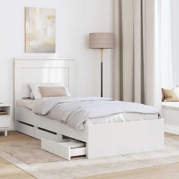 vidaXL Estrutura da Cama Branco 75 x 190 cm Madeira de Engenharia