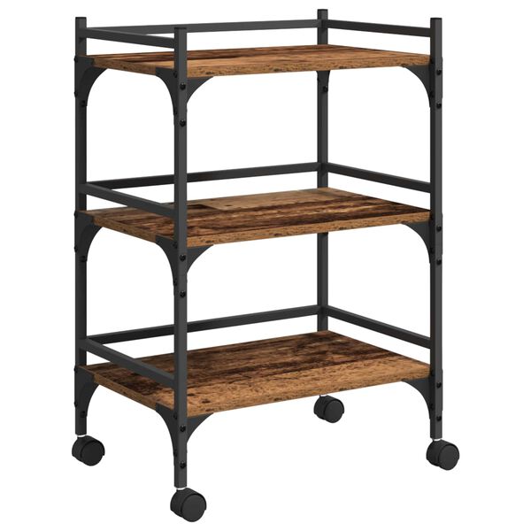 vidaXL Carrinho de Cozinha Madeira Antiga 50 x 35 x 75,5 cm