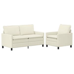 vidaXL Conjunto de Sof&aacute;s 2 unid. Creme Tecido