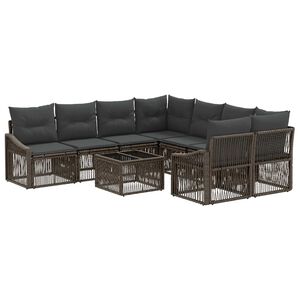 vidaXL Conjunto de Sof&aacute; de Jardim 9 unid. Cinzento vime PE