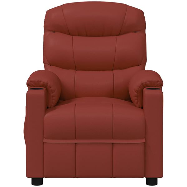 vidaXL Cadeira de massagens couro artificial vermelho tinto