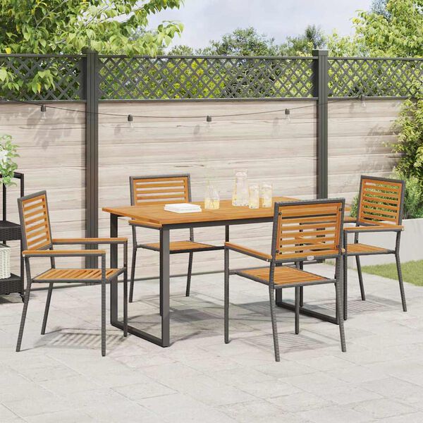 vidaXL Conjunto de Jantar para Jardim 5 pcs Preto