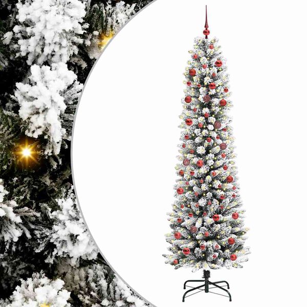 vidaXL &Aacute;rvore de Natal Artificial Branco 210 cm PVC, Metal e Pl&aacute;stico