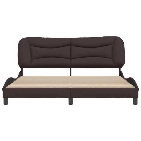 vidaXL Estrutura de cama sem colchão Hvar 180x200 cm tecido castanho-escuro