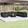 vidaXL 9 pcs conjunto lounge de jardim c/ almofad&otilde;es vime PE preto