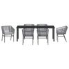 vidaXL Conjunto de Jantar para Jardim 7 pcs Cinzeto A&ccedil;o revestido a p&oacute;