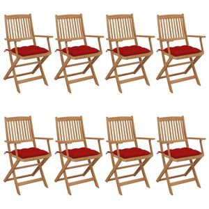 vidaXL Cadeiras de jardim dobr&aacute;veis 8 pcs c/ almofad&otilde;es ac&aacute;cia maci&ccedil;a