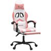 vidaXL Cadeira gaming giratória c/ apoio pés couro artif. branco/rosa