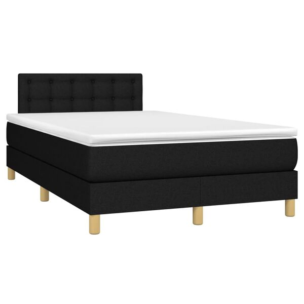 vidaXL Cama box spring c/ colch&atilde;o e LED 120x190 cm tecido preto