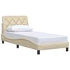 vidaXL Estrutura de cama sem colch&atilde;o 90x190 cm tecido creme