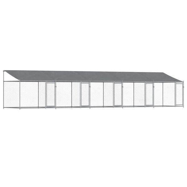 vidaXL Jaula para c&atilde;o com telhado/portas 10x2x2m a&ccedil;o galvanizado cinza