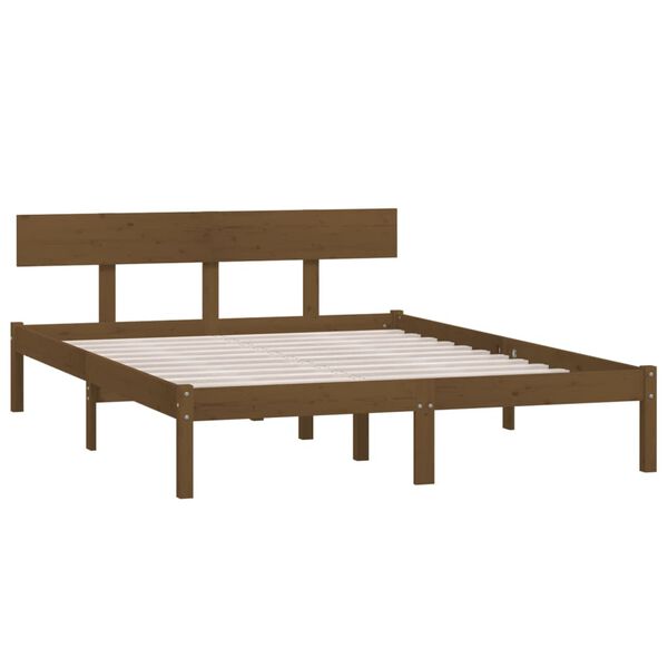 vidaXL Estrutura de cama 120x200 cm madeira pinho maci&ccedil;o castanho mel