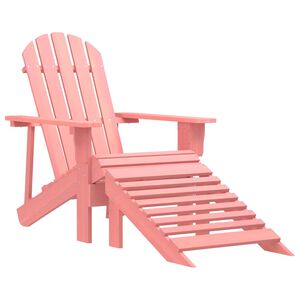 vidaXL Cadeira Adirondack para jardim com otomano abeto maci&ccedil;o rosa